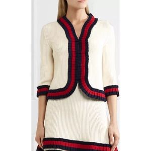 ♥️💙 GUCCI Ruffle Trim Wool Cardigan Jacket XL